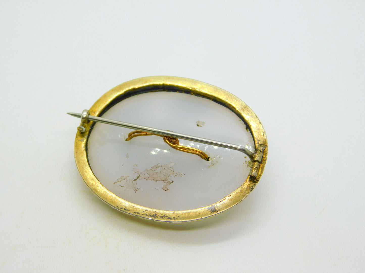 Victorian Sterling Silver Gilt & Chalcedony Scottish Sweetheart Brooch Antique c1880