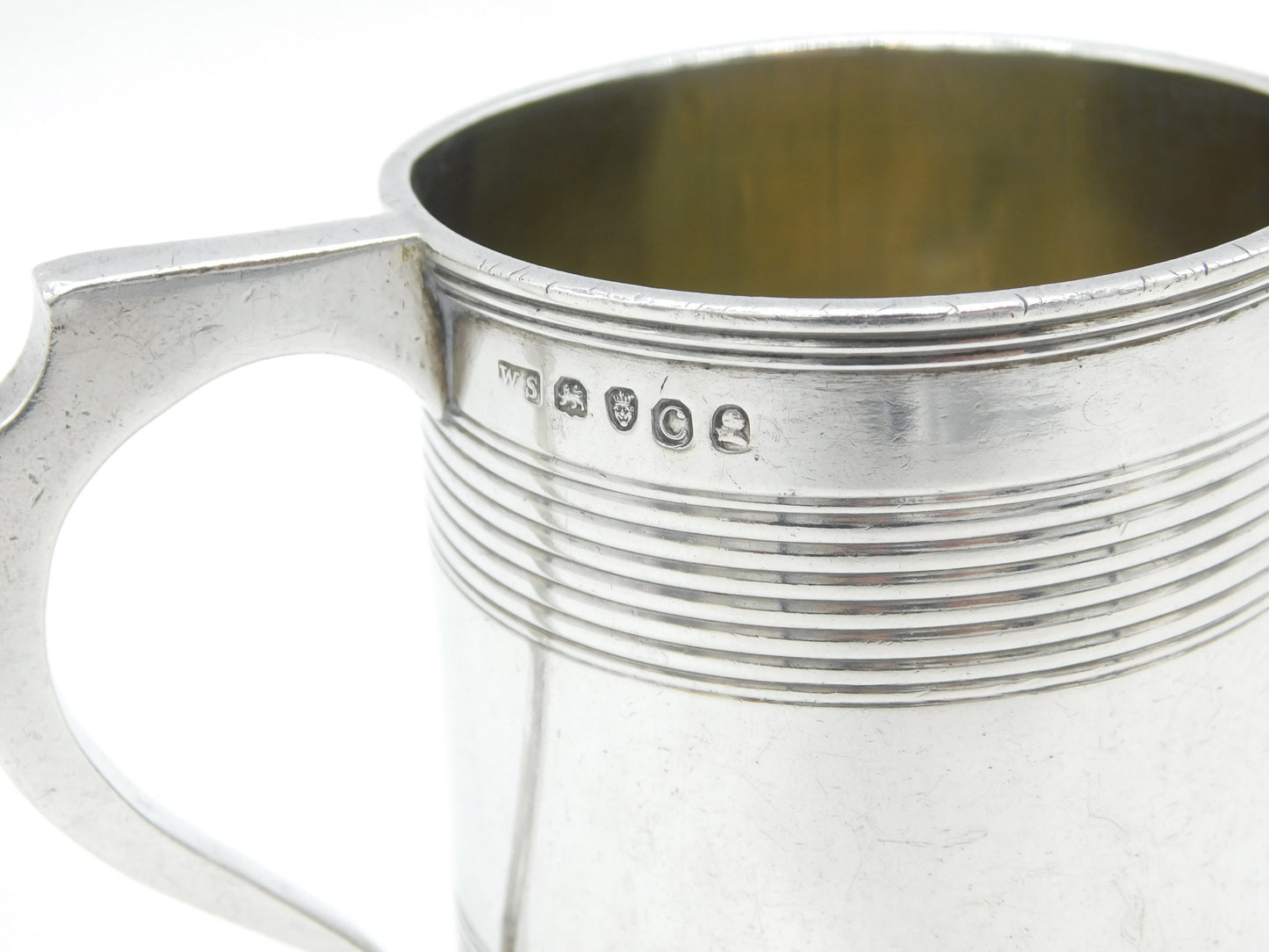 George III Sterling Silver Lined Pattern Christening Mug Antique 1818 London