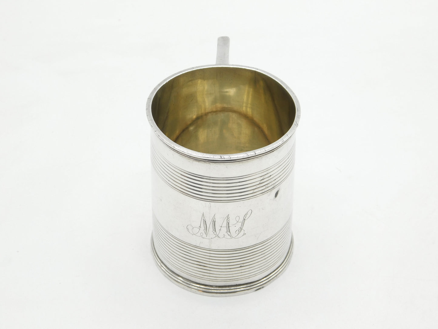 George III Sterling Silver Lined Pattern Christening Mug Antique 1818 London
