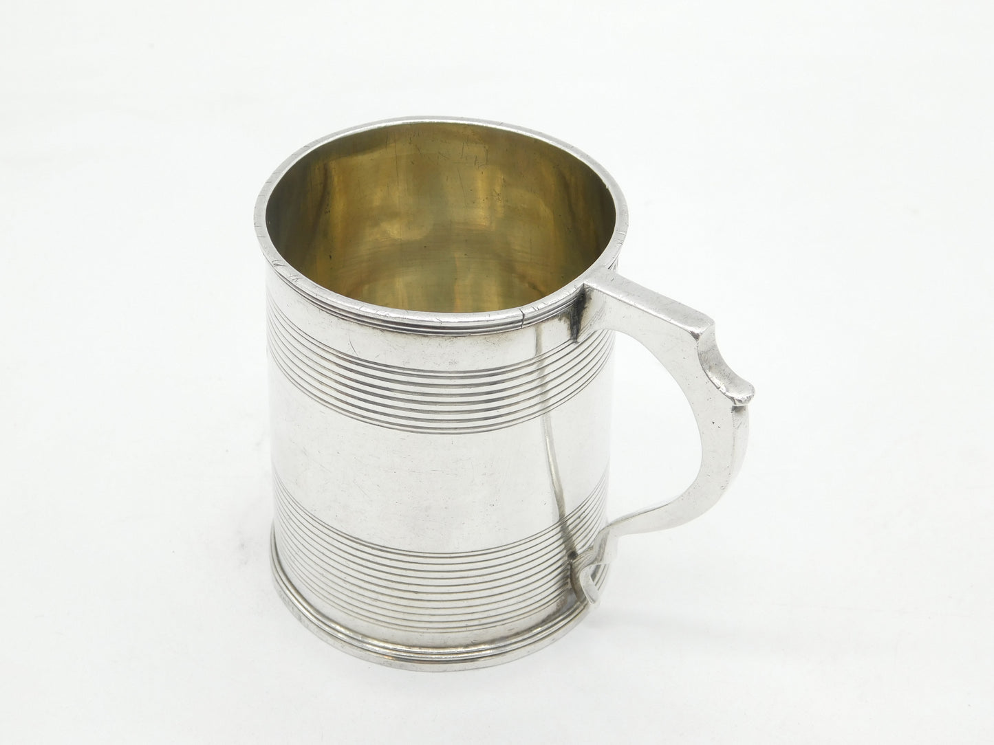 George III Sterling Silver Lined Pattern Christening Mug Antique 1818 London