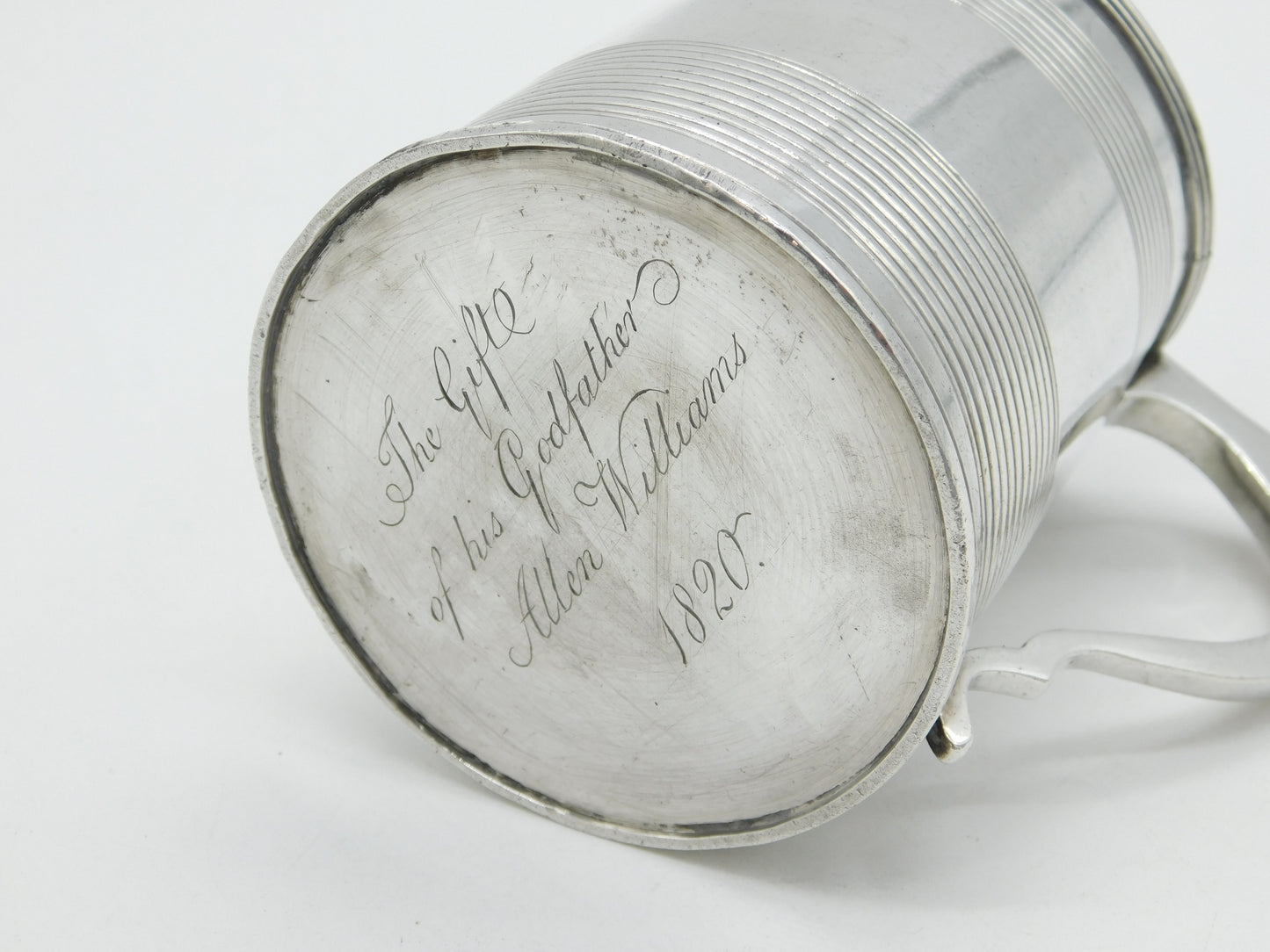 George III Sterling Silver Lined Pattern Christening Mug Antique 1818 London