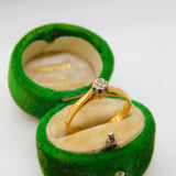 Victorian 18ct Yellow Gold Diamond Set Solitaire Ring Antique c1880