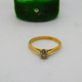 Victorian 18ct Yellow Gold Diamond Set Solitaire Ring Antique c1880