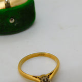 Victorian 18ct Yellow Gold Diamond Set Solitaire Ring Antique c1880