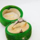 Victorian 18ct Yellow Gold & 0.3ct Diamond Solitaire Ring Antique c1890