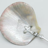 Victorian Danish Sterling Silver Mounted Shell Form Sauce Spoon c1890 Antique