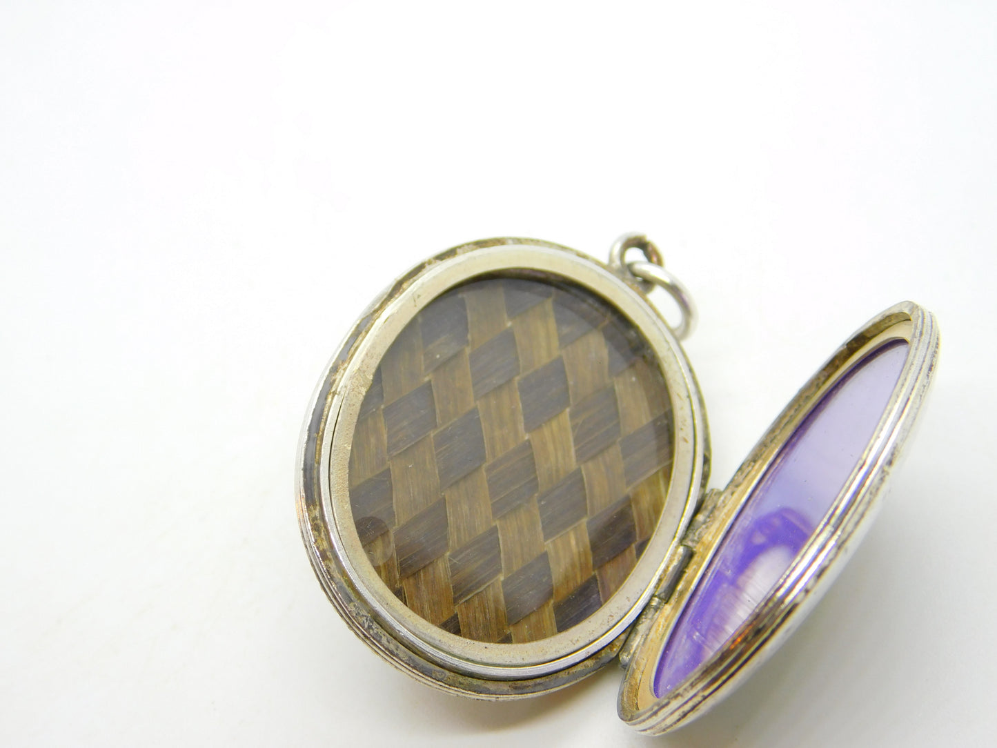 Victorian Silver Plated, Black Enamel & Turquoise Mourning Locket Antique c1860