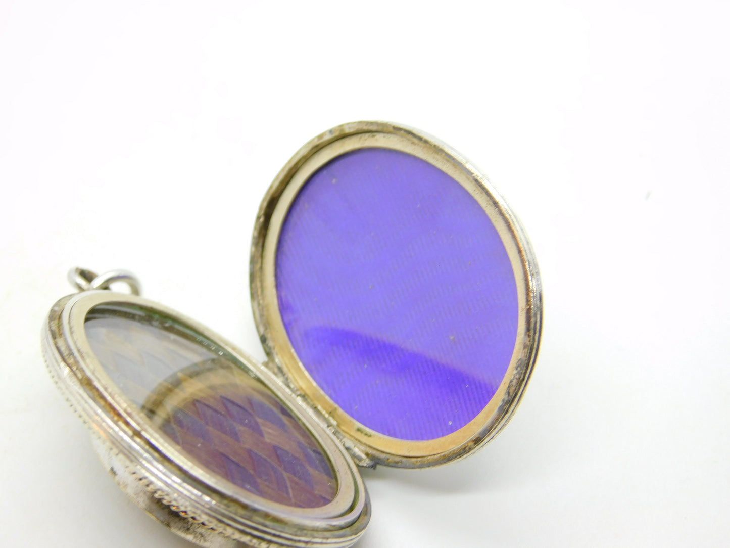 Victorian Silver Plated, Black Enamel & Turquoise Mourning Locket Antique c1860