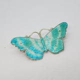 Sterling Silver Guilloche Enamel Butterfly Brooch Antique 1912 Birmingham