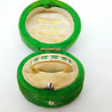 14ct Yellow Gold, Emerald & Diamond Half-Eternity Ring Vintage c1980