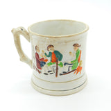 19th Century Staffordshire Ceramic Frog Mug Tankard Pub Tavern Scene Georgian