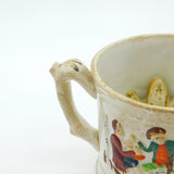 19th Century Staffordshire Ceramic Frog Mug Tankard Pub Tavern Scene Georgian