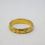 George III Yellow Metal Floral Pattern Turquoise Band Ring Antique c1800