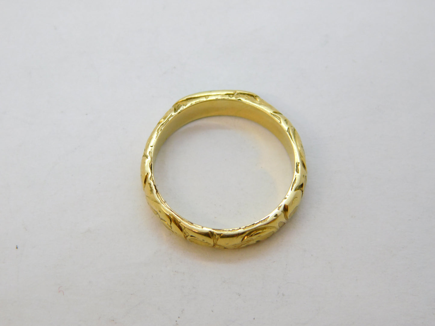 George III Yellow Metal Floral Pattern Turquoise Band Ring Antique c1800