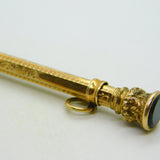 Victorian 9ct Yellow Gold Cased Bloodstone Set Propelling Pencil Antique c1880