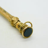 Victorian 9ct Yellow Gold Cased Bloodstone Set Propelling Pencil Antique c1880