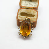 Victorian 15ct Gold, Pearl & Emerald Cut Citrine Drop Pendant c1890 Antique