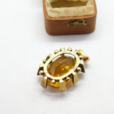 Victorian 15ct Gold, Pearl & Emerald Cut Citrine Drop Pendant c1890 Antique