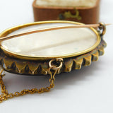 Victorian 14ct Gold, Seed Pearl & Jet Starburst Mourning Brooch c1860 Antique