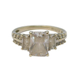 9ct White Gold & Spinel Set Graduating Dress Ring Vintage c1990