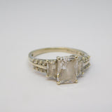 9ct White Gold & Spinel Set Graduating Dress Ring Vintage c1990