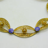 Chinese Export Sterling Silver Gilt & Enamel Floral Filigree Bracelet Mid-Century c1950