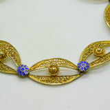 Chinese Export Sterling Silver Gilt & Enamel Floral Filigree Bracelet Mid-Century c1950