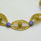 Chinese Export Sterling Silver Gilt & Enamel Floral Filigree Bracelet Mid-Century c1950