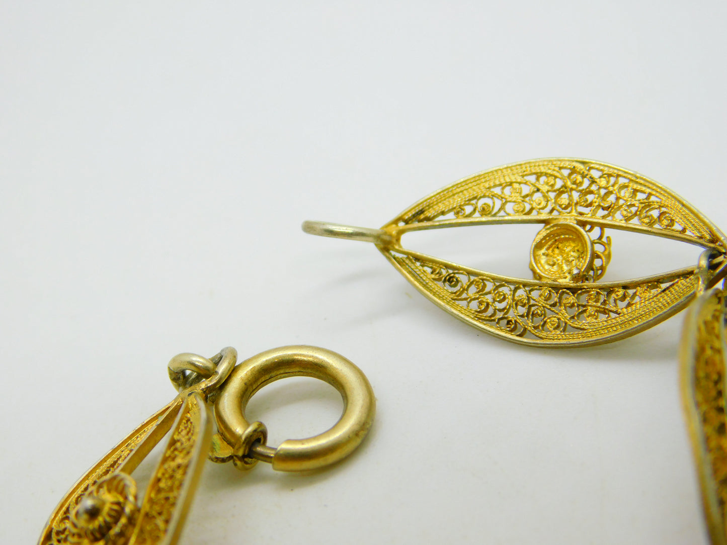 Chinese Export Sterling Silver Gilt & Enamel Floral Filigree Bracelet Mid-Century c1950