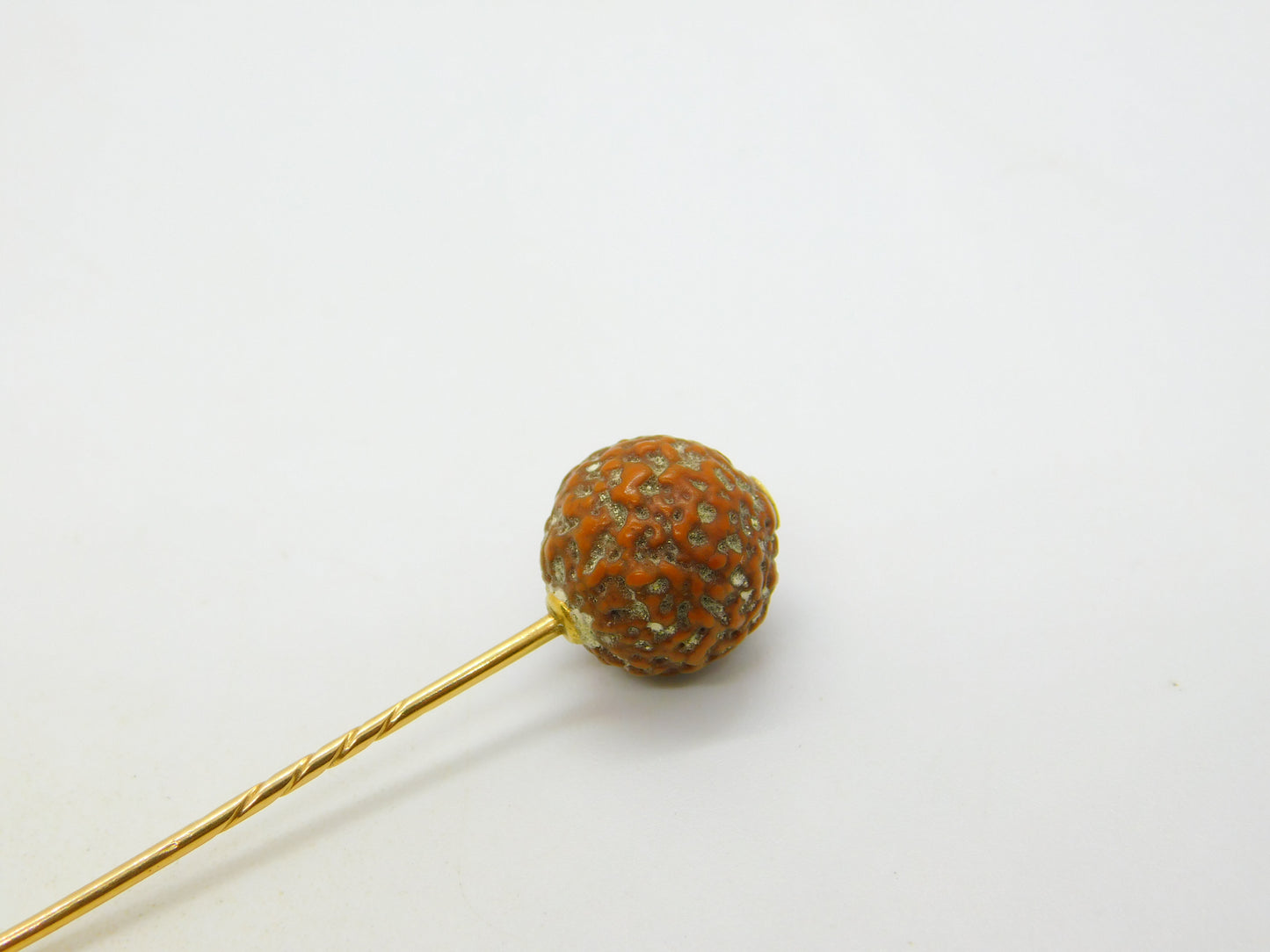 Victorian 9ct Yellow Gold Organic Nut Set Stick Pin Antique c1890