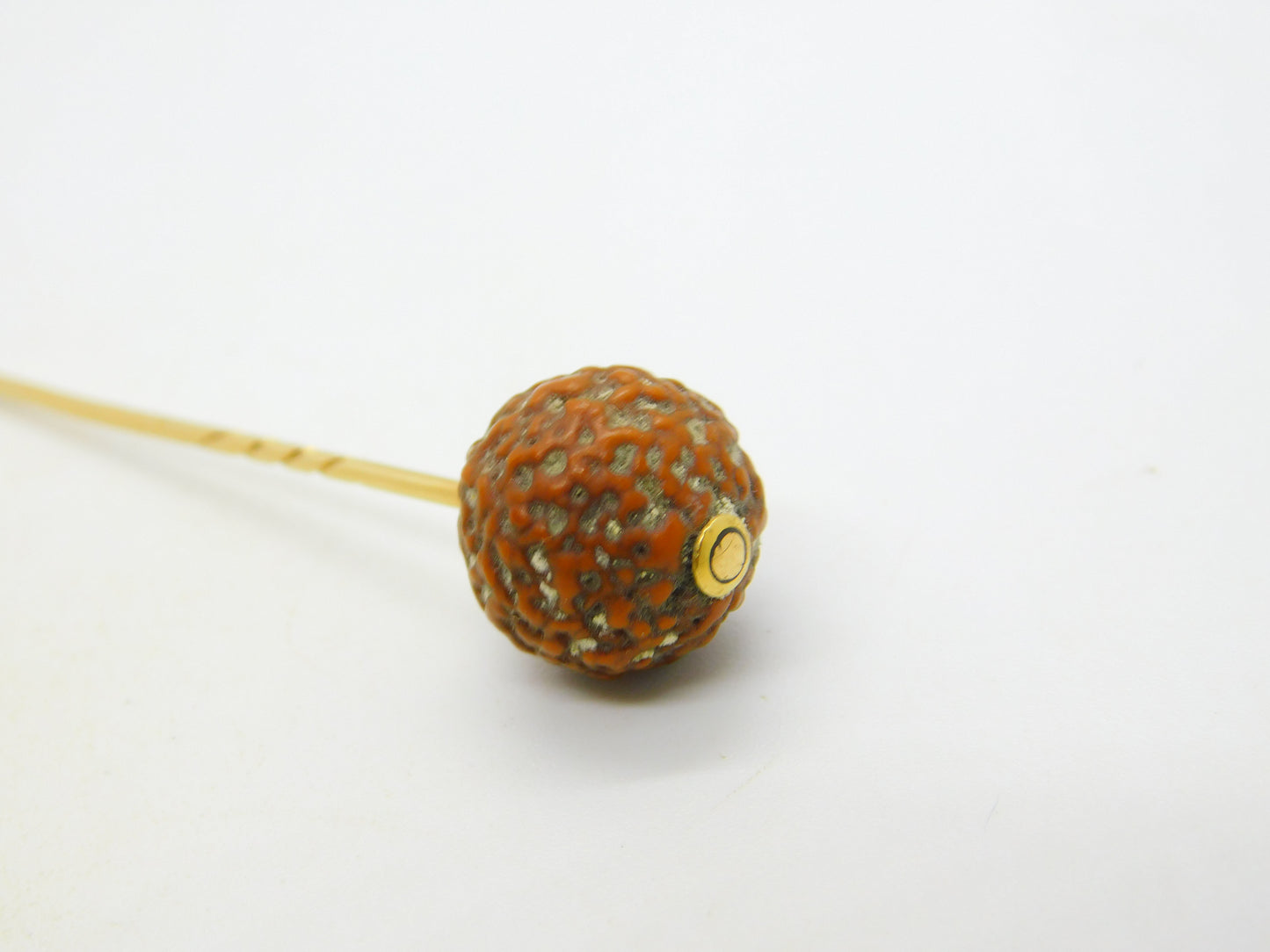 Victorian 9ct Yellow Gold Organic Nut Set Stick Pin Antique c1890