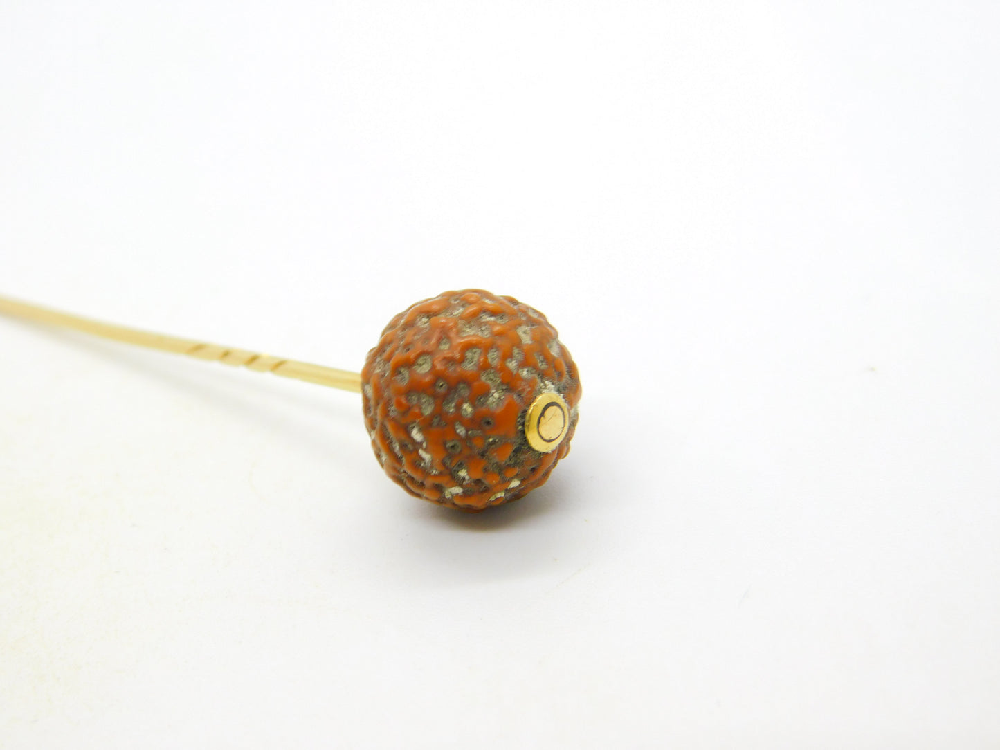 Victorian 9ct Yellow Gold Organic Nut Set Stick Pin Antique c1890