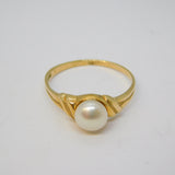 9ct Yellow Gold Pearl Set Dress Ring Vintage c1980 Birmingham