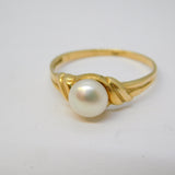 9ct Yellow Gold Pearl Set Dress Ring Vintage c1980 Birmingham