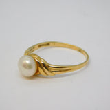 9ct Yellow Gold Pearl Set Dress Ring Vintage c1980 Birmingham