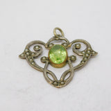 Edwardian Sterling Silver Gilt, Peridot, Seed Pearl Drop Pendant Antique c1910
