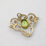 Edwardian Sterling Silver Gilt, Peridot, Seed Pearl Drop Pendant Antique c1910