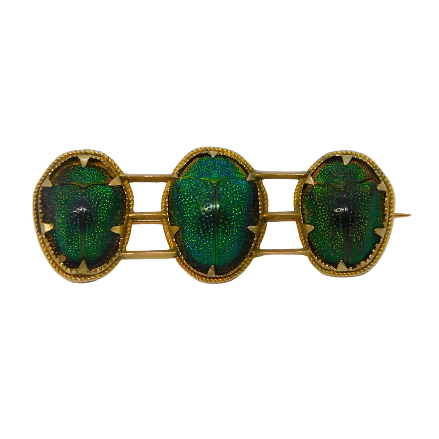19th Century 9ct Gold Egyptian Revival Scarab Beetle Brooch Antique c1890