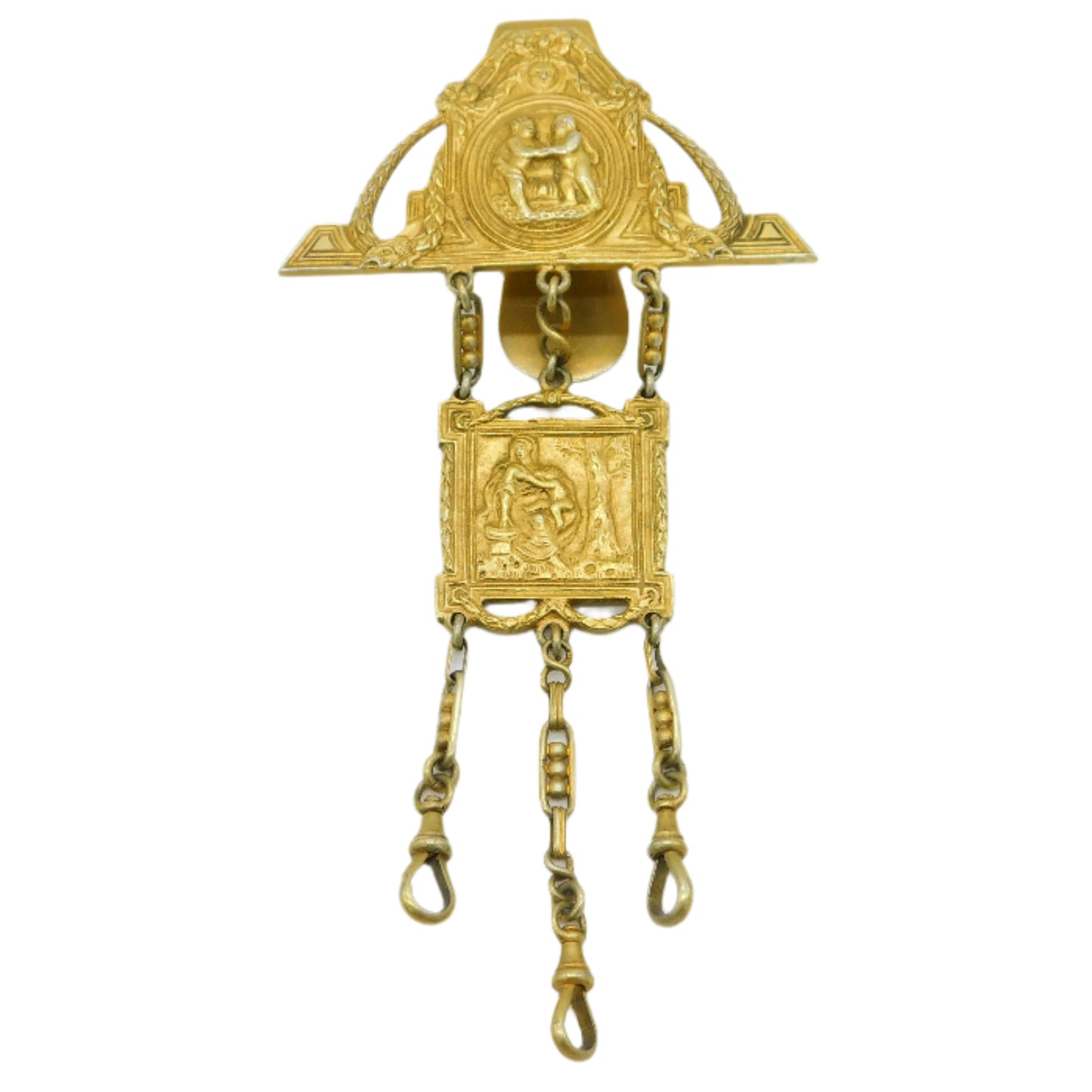 19th Century German Sterling Silver Gilt Ornate Sewing Chatelaine Antique c1860