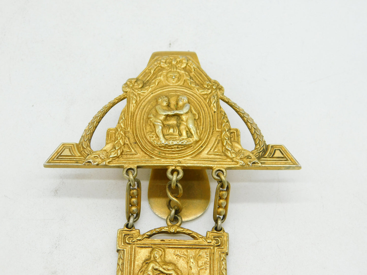 19th Century German Sterling Silver Gilt Ornate Sewing Chatelaine Antique c1860