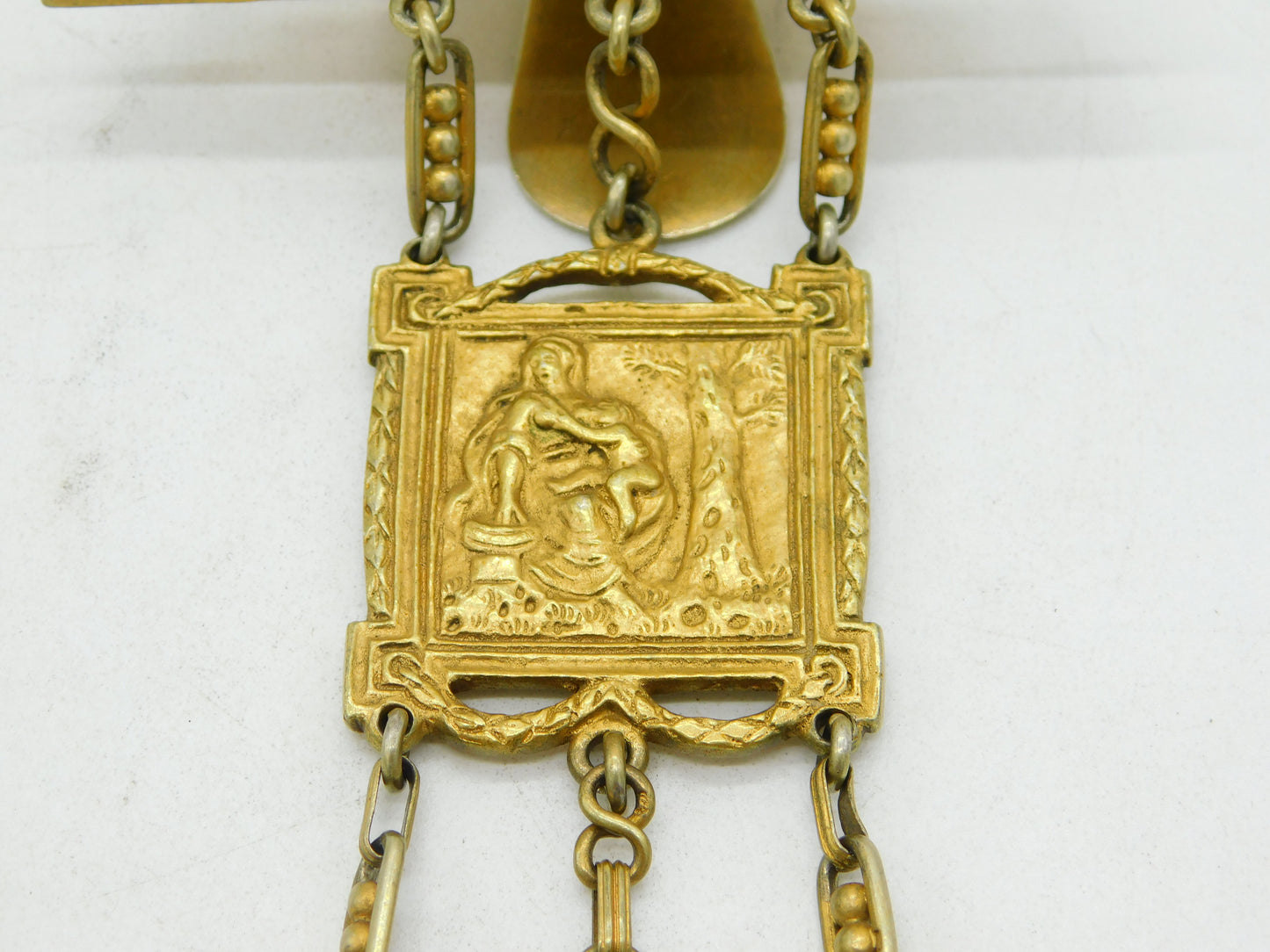19th Century German Sterling Silver Gilt Ornate Sewing Chatelaine Antique c1860