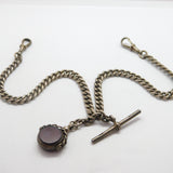 Sterling Silver Graduating Double Albert Watch Chain Spinner Fob 1921 Antique