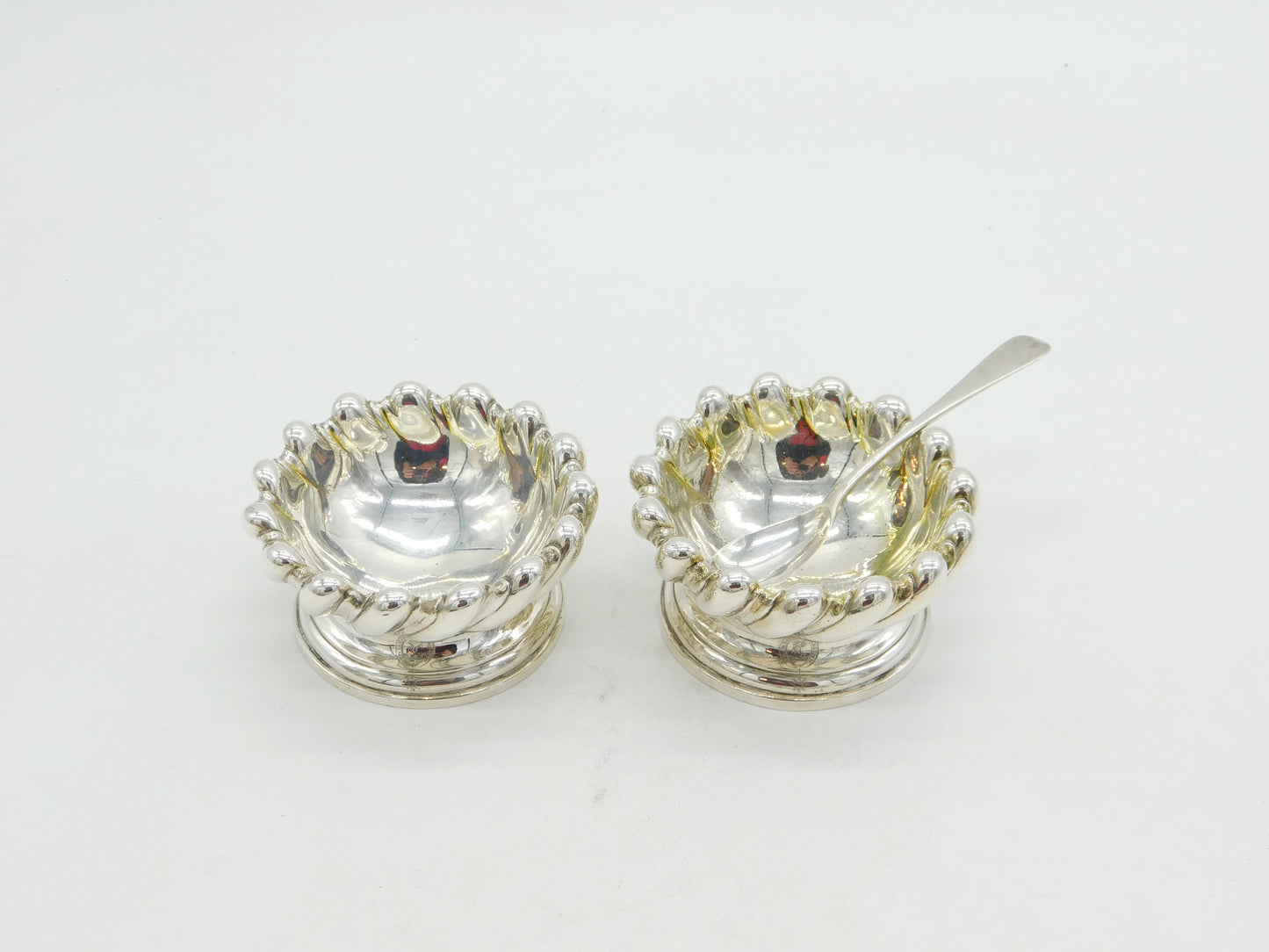 George IV Pair of Sterling Silver Order of Bath Salt Cellars Antique 1828 London
