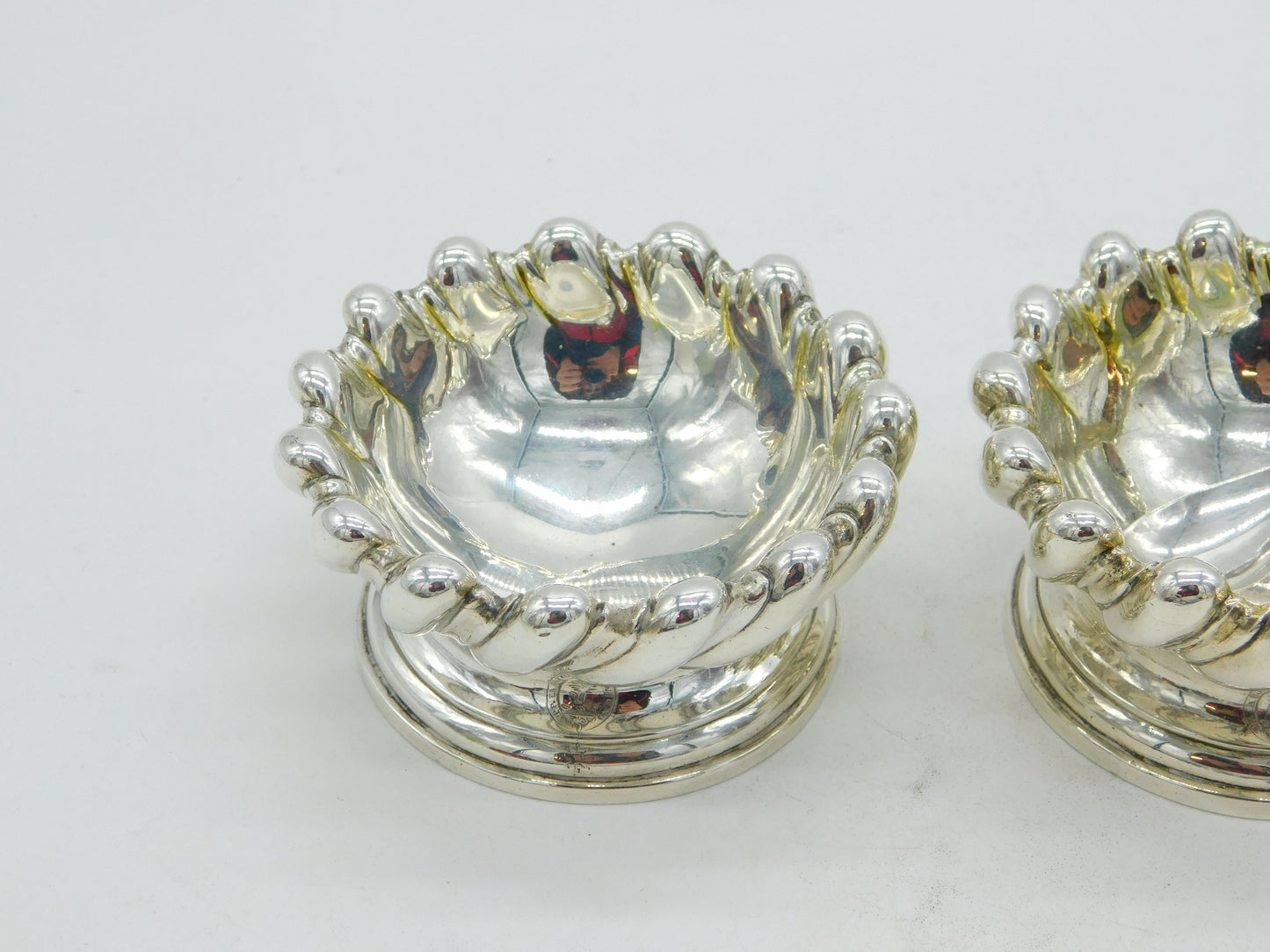 George IV Pair of Sterling Silver Order of Bath Salt Cellars Antique 1828 London