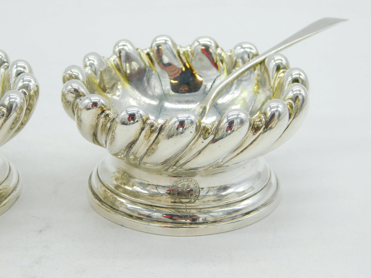 George IV Pair of Sterling Silver Order of Bath Salt Cellars Antique 1828 London