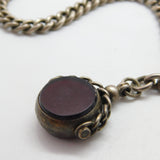 Sterling Silver Graduating Double Albert Watch Chain Spinner Fob 1921 Antique