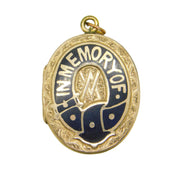 Victorian 9ct Gold Back & Front Enamel 'In Memory Of' Mourning Locket Antique c1880