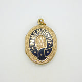 Victorian 9ct Gold Back & Front Enamel 'In Memory Of' Mourning Locket Antique c1880
