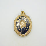 Victorian 9ct Gold Back & Front Enamel 'In Memory Of' Mourning Locket Antique c1880