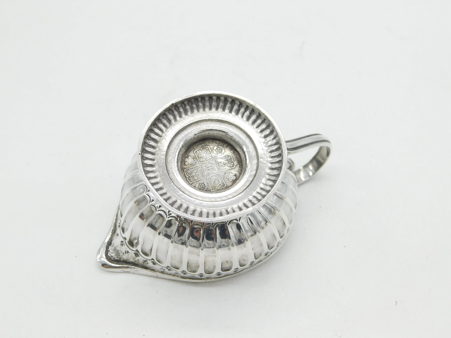 George II Sterling Silver Shilling Coin Set Cream Jug Antique c1750 London